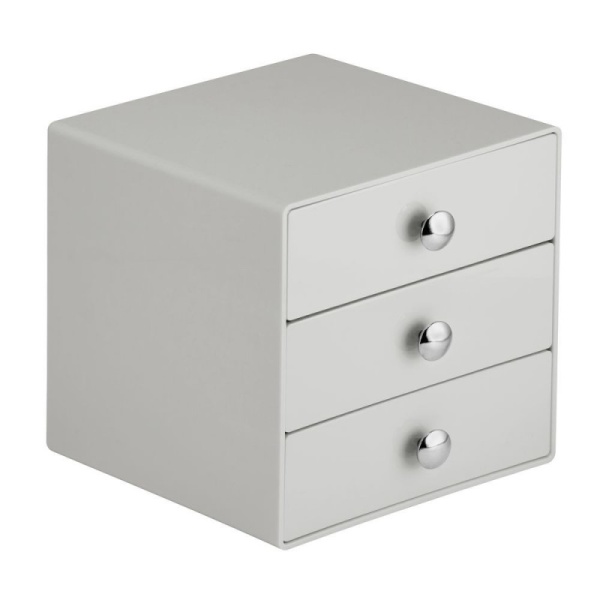 InterDesign / Большой цветной органайзер с 3 выдвижными ящиками светло серый (100035)