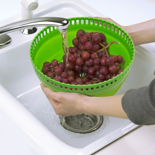 Progressive / Центрифуга для сушки салата, салатник, дуршлаг складные 26х26х15см (101445)