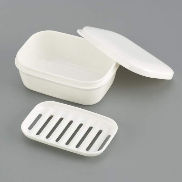 Inomata / Мыльница дорожная прямоуг. БЕЛЫЙ (100473)