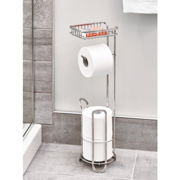 InterDesign / Держатель для туалетной бумаги и запасного рулона с полочкой York Lyra 61см хромированный (100838)