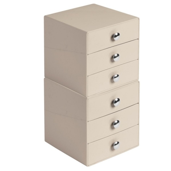 InterDesign / Большой цветной органайзер с 3 выдвижными ящиками светло коричневый (100033)