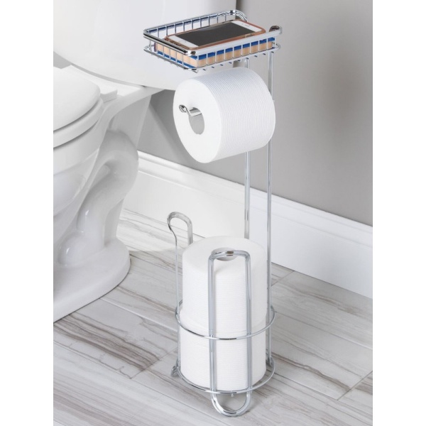 InterDesign / Держатель для туалетной бумаги и запасного рулона с полочкой York Lyra 61см хромированный (100838)