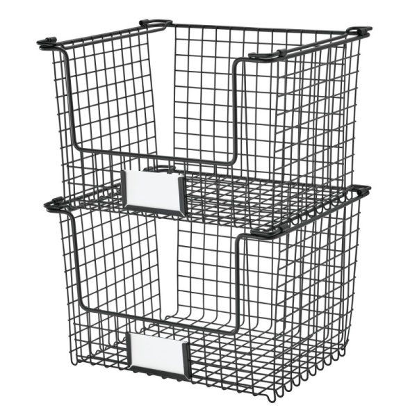 InterDesign / Корзина для хранения Classico с боковыми ручками 30.5х25.4 см стальная черная (100908)