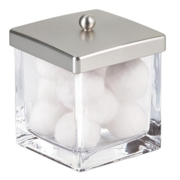 InterDesign / Баночка для хранения ватных палочек прозрачная с крышкой (100648)