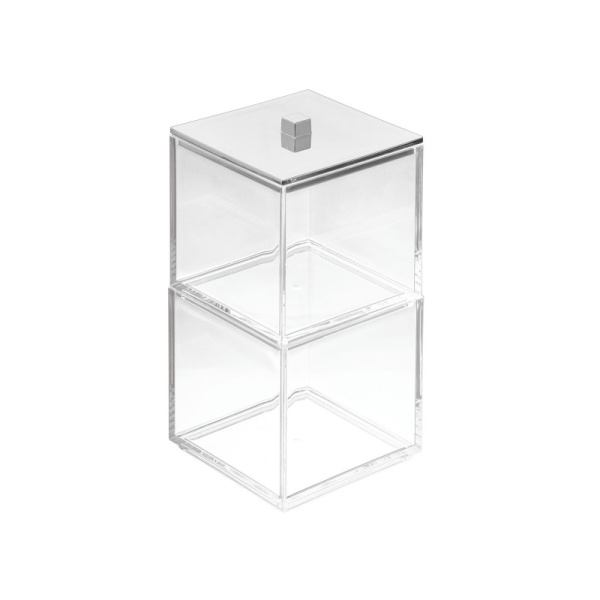 InterDesign / Органайзер для хранения аксессуаров, косметики 2 отделения прозрачный пластик (100812)