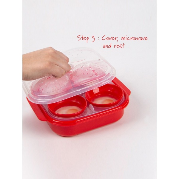 DECOR / Контейнер пищевой PREMIUM STEAM EGG POACHER для приготовления яиц-пашот в СВЧ (101075)