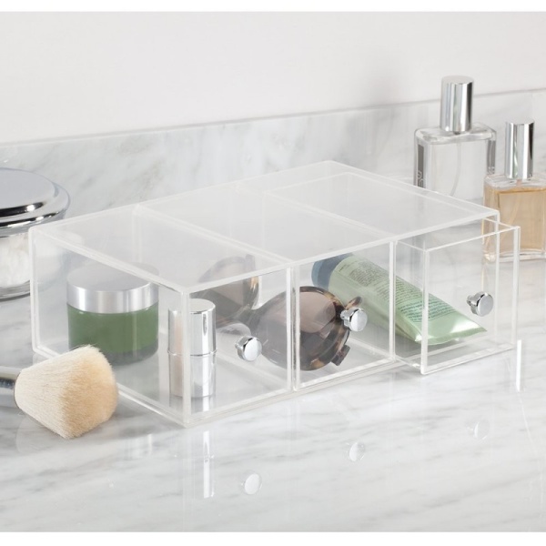 InterDesign / Узкий органайзер с 3 выдвижными ящиками Clarity (100042)