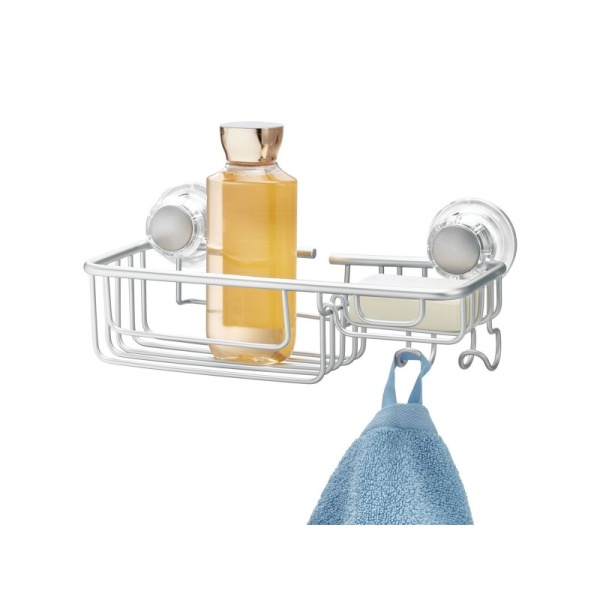 InterDesign / Полка для ванной комнаты с мыльницей Metro на присосках стальная (100835)