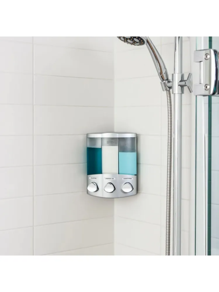 Дозатор для моющих средств EURO TRIO механический настенный 435мл пластик сатин (101626)