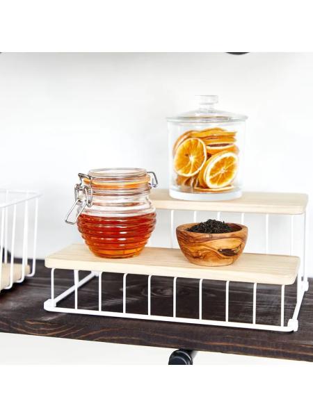 Полка Wire & Paulownia Wood 2-х уровневая 30.9х21.5х13см (101578)