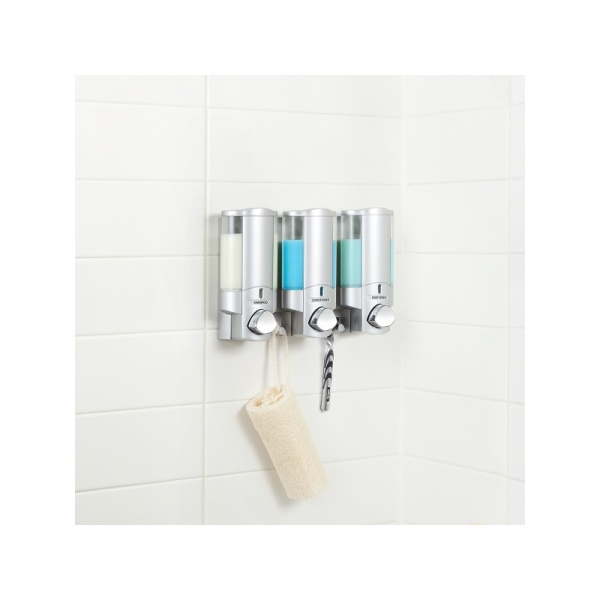 BETTER LIVING / Диспенсер для жидкого мыла, геля, шампуня, кондиционера AVIVA трехкамерный 325мл сатин серебристый (100995)