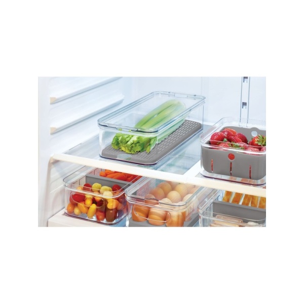 InterDesign / Контейнер CRISP для холодильника с крышкой и дренажной вставкой 40х16х9.5см (101293)