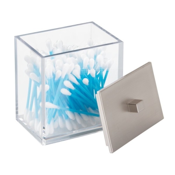 InterDesign / Контейнер для ватных дисков и палочек Clarity матовый хром (100662)