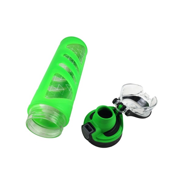 DECOR / Бутылка герметичная STRENGTH GLASS боросиликатное стекло в силиконовом рукаве 590мл, салатовый (101139)