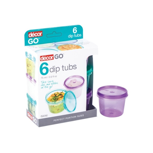 DECOR / Набор пищевых контейнеров для соусов, легких закусок PREMIUM GO 75мл 6шт (101084)