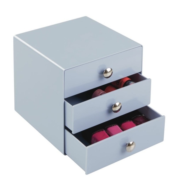 InterDesign / Большой цветной органайзер с 3 выдвижными ящиками голубой (100036)