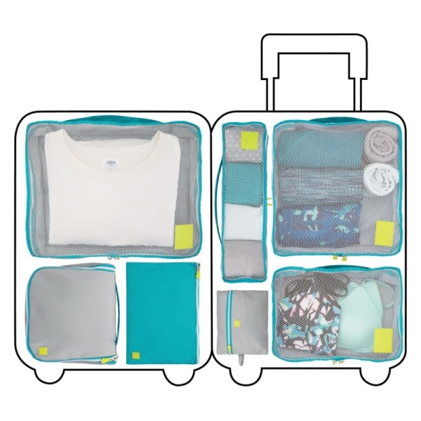 InterDesign / Дорожный набор их 3 органайзеров-чехлов Interdesign серый/бирюза (100622)