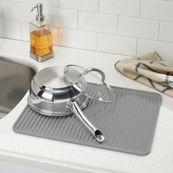 InterDesign / Силиконовый коврик для сушки посуды Серый (100701) InterDesign / Силиконовый коврик для сушки посуды Серый (100701)