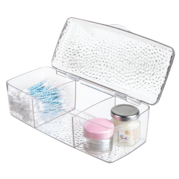 InterDesign / Органайзер с тремя отсеками для хранения ватных шариков,дисков,палочек \"Rain\" (100635) InterDesign / Органайзер с тремя отсеками для хранения ватных шариков,дисков,палочек \"Rain\" (100635)