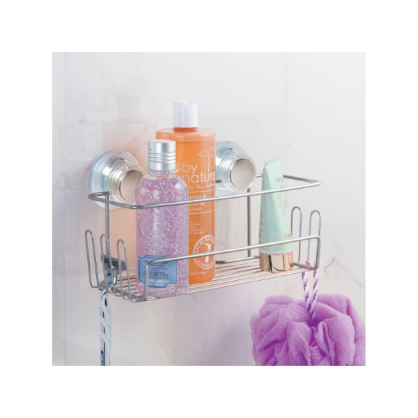 InterDesign / Полка для ванной комнаты Turn-N-Lock на присосках стальная (100833) InterDesign / Полка для ванной комнаты Turn-N-Lock на присосках стальная (100833)