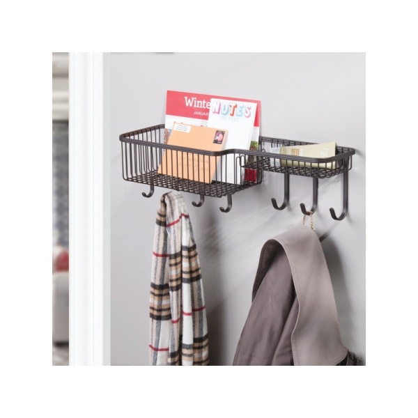 InterDesign / Настенный органайзер с корзиной и крючками York Lyra бронза (100872)