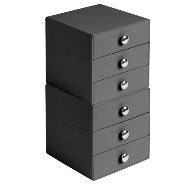 InterDesign / Большой цветной органайзер с 3 выдвижными ящиками серый (100039)