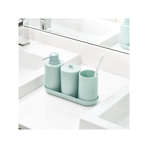 InterDesign / Стакан для ванных принадлежностей Soft Aqua 3 отделения пластик морская волна (100816)