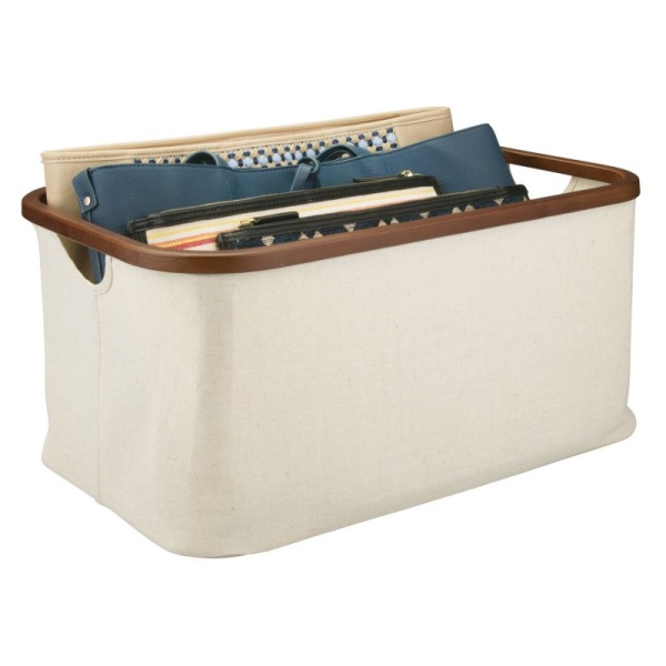 InterDesign / Текстильная корзина-органайзер Interdesign слоновая кость/коричневый L (100741)