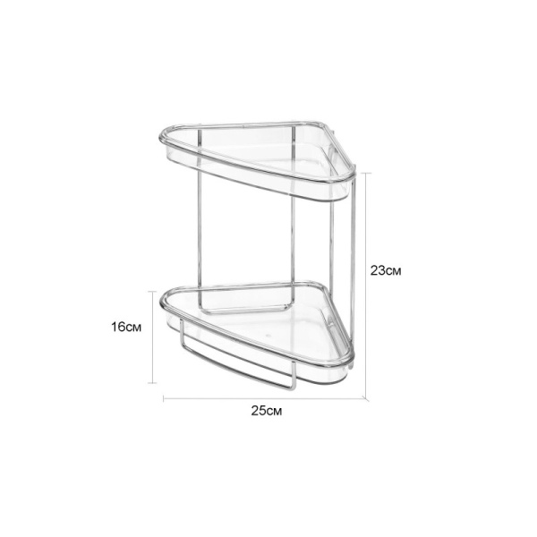 InterDesign / Полка двухъярусная угловая Clarity со съемными лотками сталь/пластик (100828)