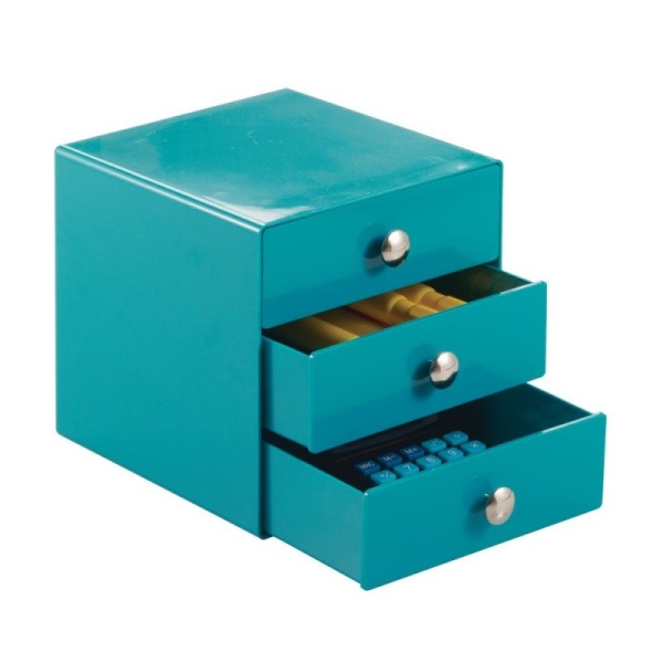 InterDesign / Большой цветной органайзер с 3 выдвижными ящиками Морская волна (100037)