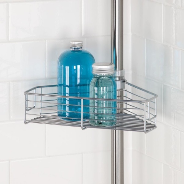 InterDesign / Полка для душа на присосках форма тройная металл 25х24.5х155 см (100155)