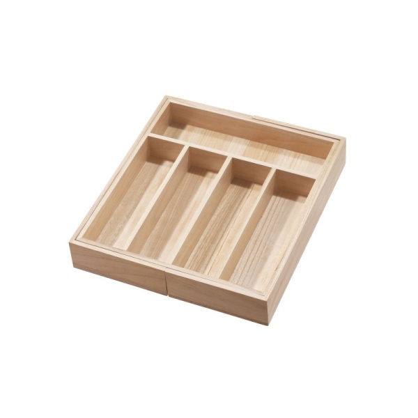 InterDesign / Лоток Natural для хранения 5-7 секционный раздвижной 34.5-58х38.1х6.4см дерево Павловния (101378)