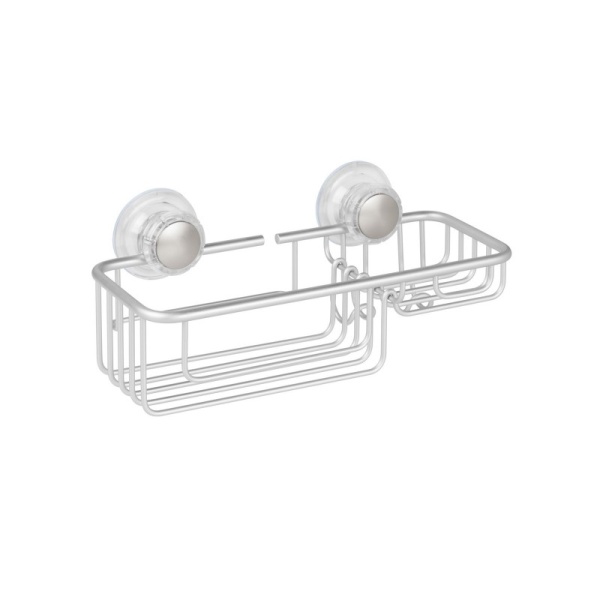 InterDesign / Полка для ванной комнаты с мыльницей Metro на присосках стальная (100835)