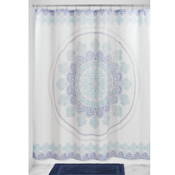 InterDesign / Штора для ванной эзра медальон бело/серо/голуб полиэстр 183х183 см (100174) InterDesign / Штора для ванной эзра медальон бело/серо/голуб полиэстр 183х183 см (100174)