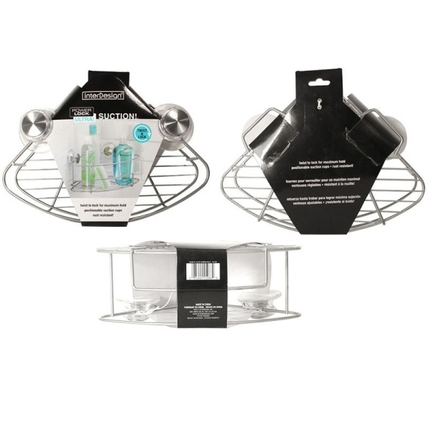 InterDesign / Полка энергия ультра угловая на присосках 23х23х10.5см металл (100108)