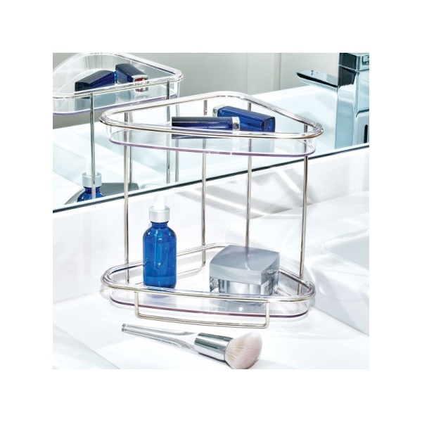 InterDesign / Полка двухъярусная угловая Clarity со съемными лотками сталь/пластик (100828)