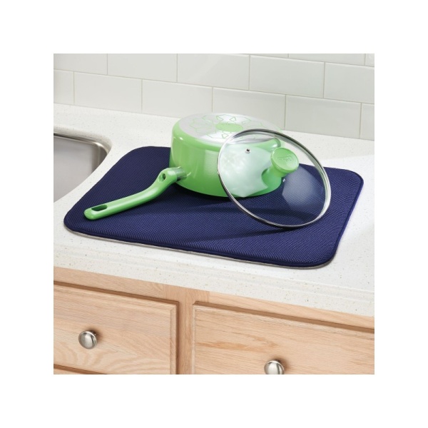 InterDesign / Коврик влаговпитывающий для сушки посуды микрофибра синий 45х40см (100810)