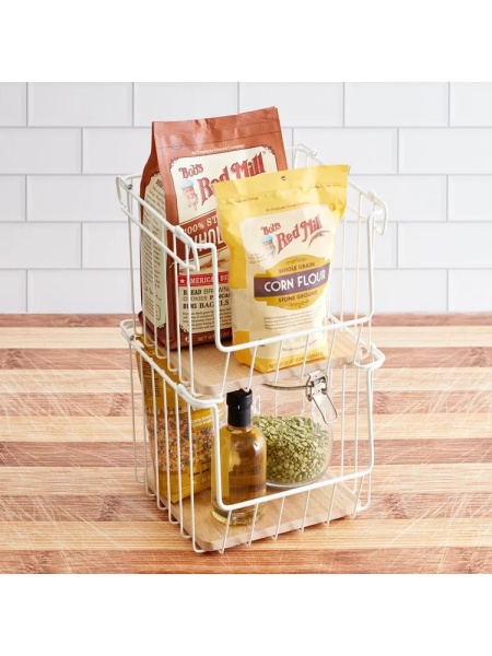 Корзина Wire & Paulownia Wood 25.4х25.4х20.3см (101612)