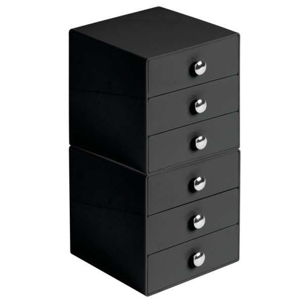 InterDesign / Большой цветной органайзер с 3 выдвижными ящиками черный (100038)