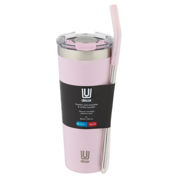 DECOR / Термокружка SMOOTHIE TUBBLER нержавеющая сталь, вакуумная изоляция 350мл, розовый (101183)