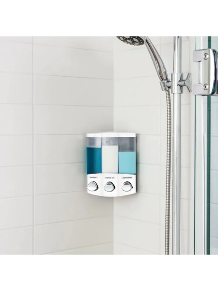 Дозатор для моющих средств EURO TRIO механический настенный 435мл пластик белый (101627)