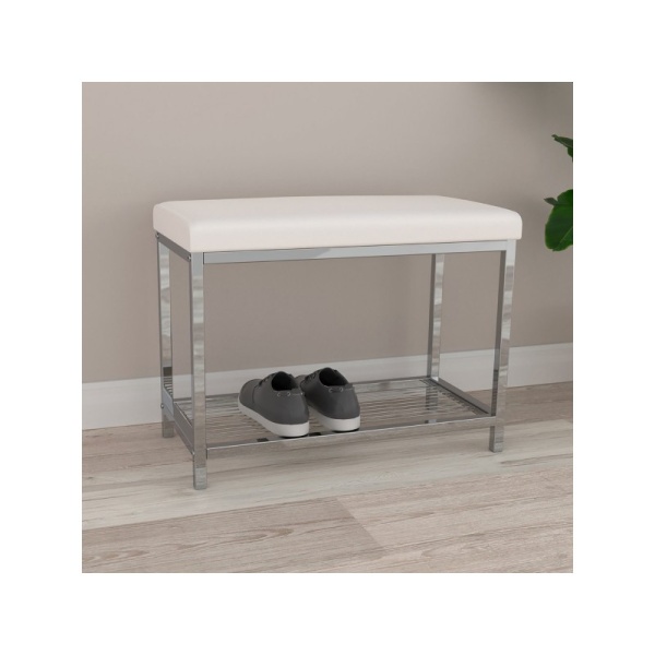 BETTER LIVING / Банкетка-обувница MODERNA белая экокожа (101196)