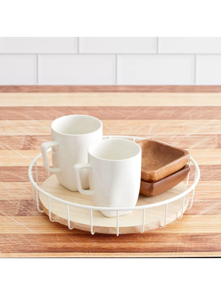 Поднос Wire & Paulownia Wood вращающийся 27.9х27.9х6.7см (101573)