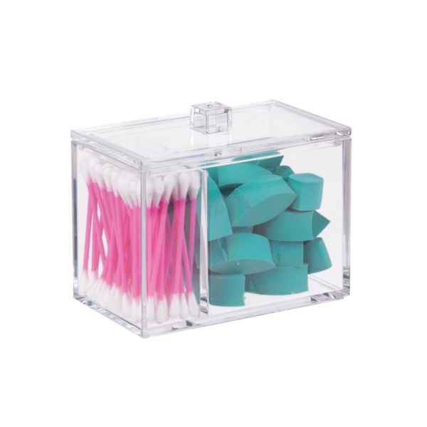 InterDesign / Органайзер с крышкой для ванных принадлежностей прямоугольный двойной Clarity прозрачный пластик (100827)