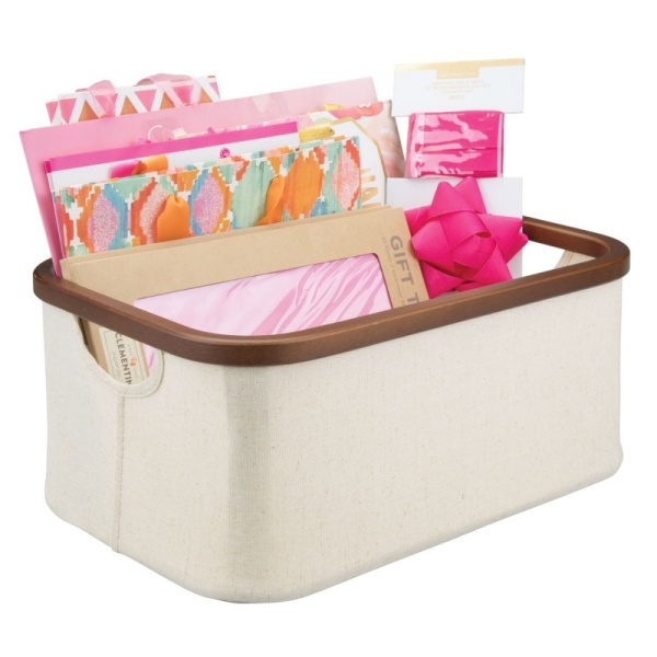 InterDesign / Текстильная корзина-органайзер Interdesign слоновая кость/коричневый S (100737)