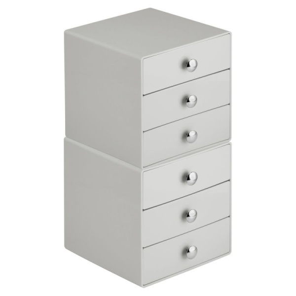 InterDesign / Большой цветной органайзер с 3 выдвижными ящиками светло серый (100035)